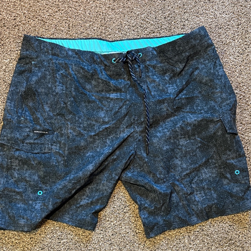 ZeroXposur Charcoal and Aqua Board Shorts